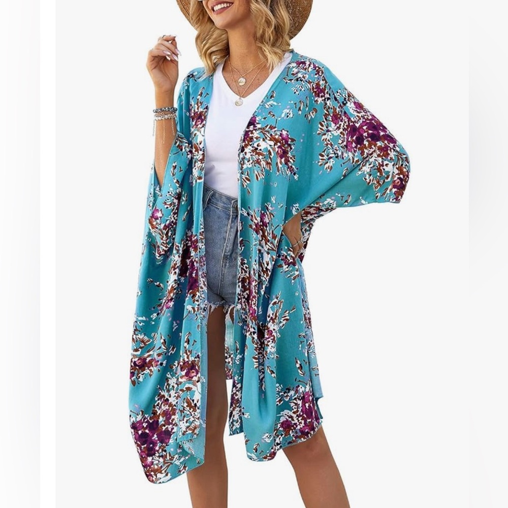 Floral Kimono Style Beach Cover